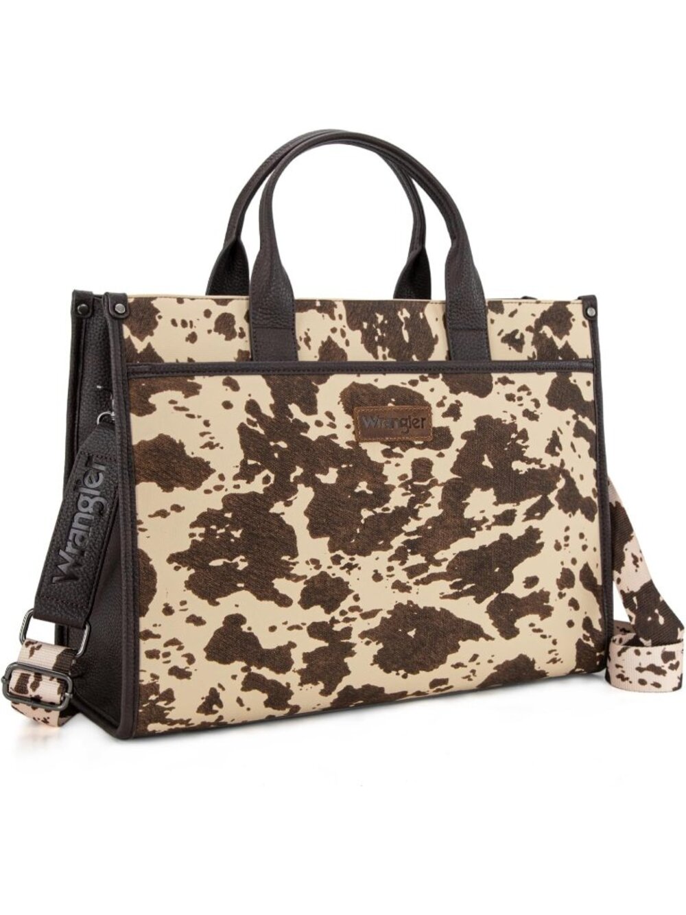 Women's Cow-coffee Business Briefcase Handbag Adjustable Shoulder Strap Tote Bag
